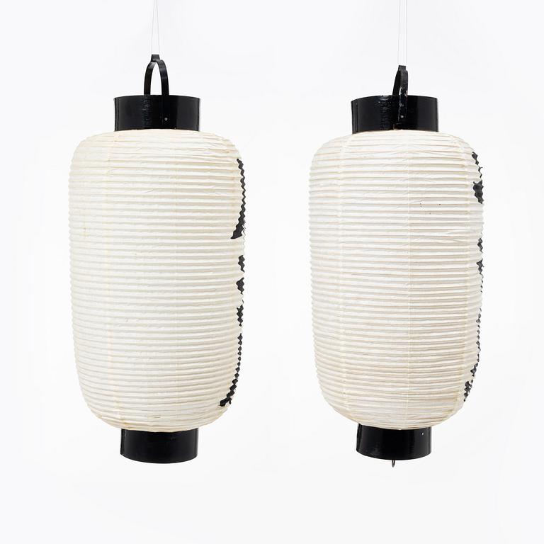 A pair of Japanese paper lanterns, 20th century.