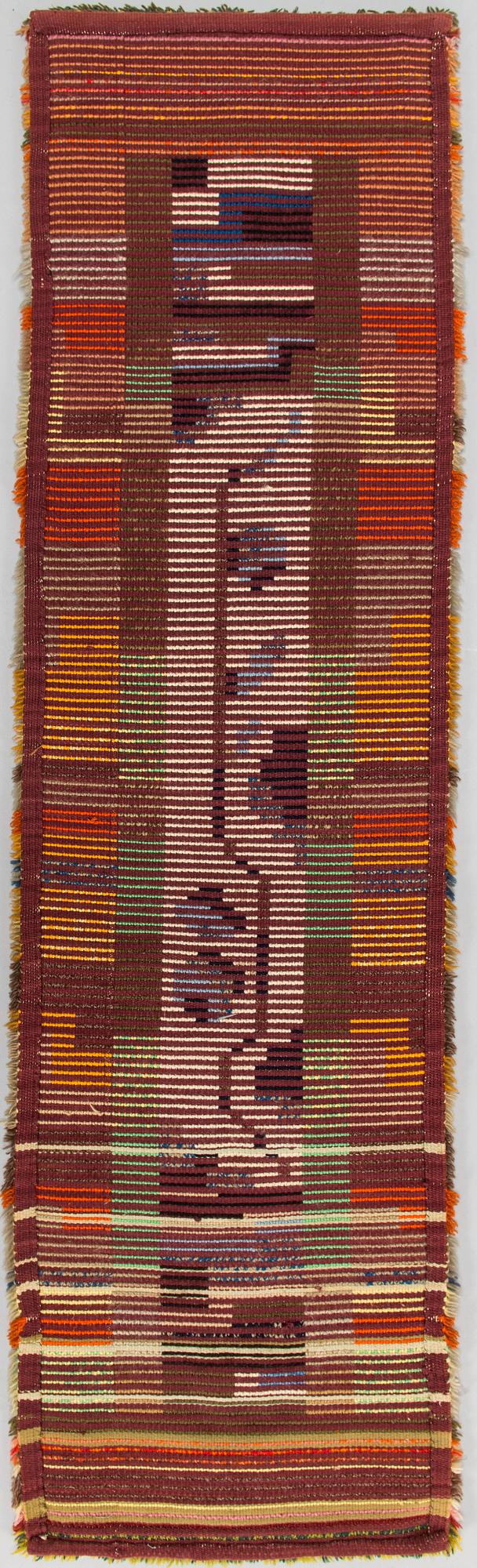 Annikki Repo, A Finnish long pile Ryijy Rug, for Friends of Finnish Handicraft. Circa 165 x 45 cm.