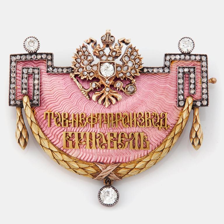 FABERGÉ, Nobelbrosch, guld, emalj och diamanter.