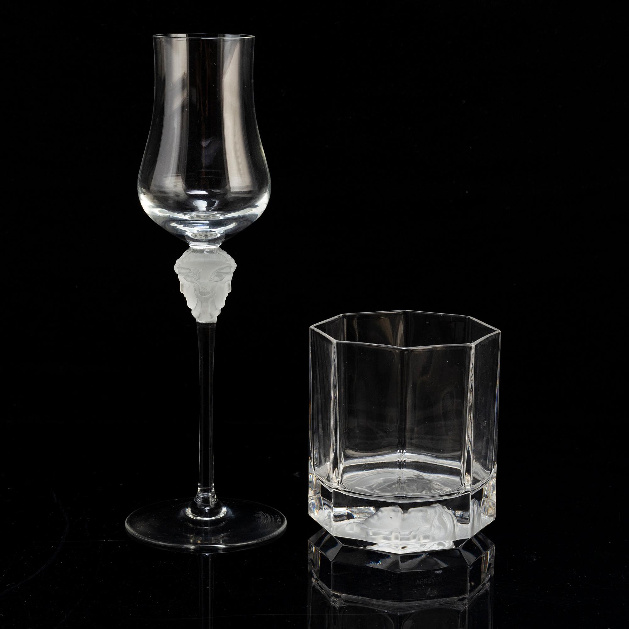 ROSENTAHL, glasservisdelar,  11 + 4st, "Medusa", Versace för Rosenthal.