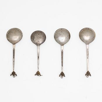 Guldsmed S Petersson i Söderhamn Ab, skedar, 3+1 st, sterlingsilver, Bollnäs, bl a 1989.