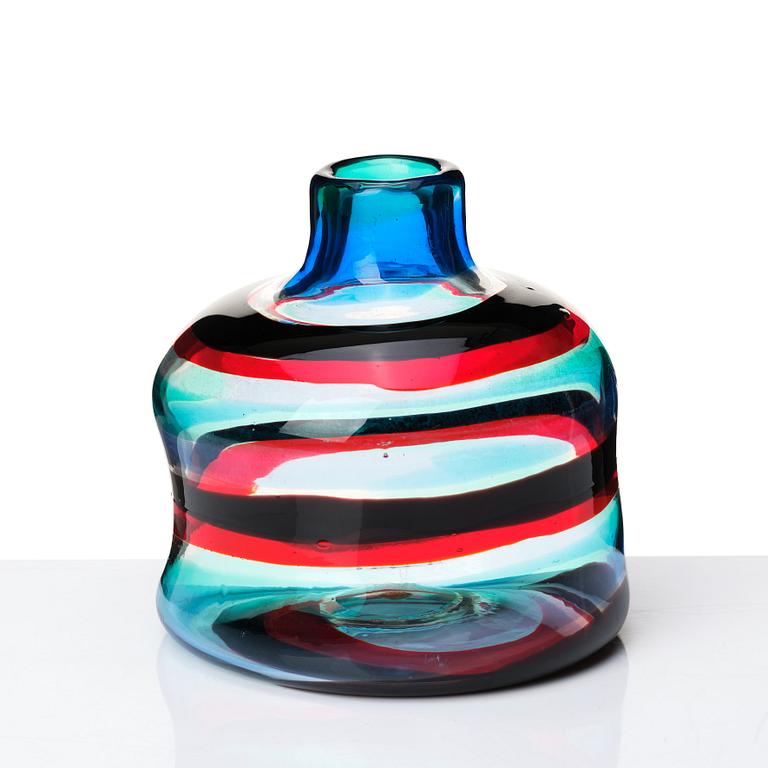 Fulvio Bianconi, a polychrome 'a Fasce di Colore' vase, Venini Murano Italy, 1950-1960s.