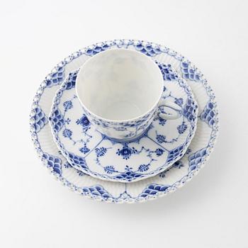 Service parts, 48 pcs, porcelain, "Musselmalet", full lace and half lace, Royal Copenhagen, Denmark.