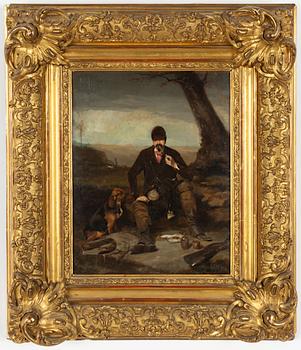 Okänd konstnär 1800-tal , Rastande jägare.
