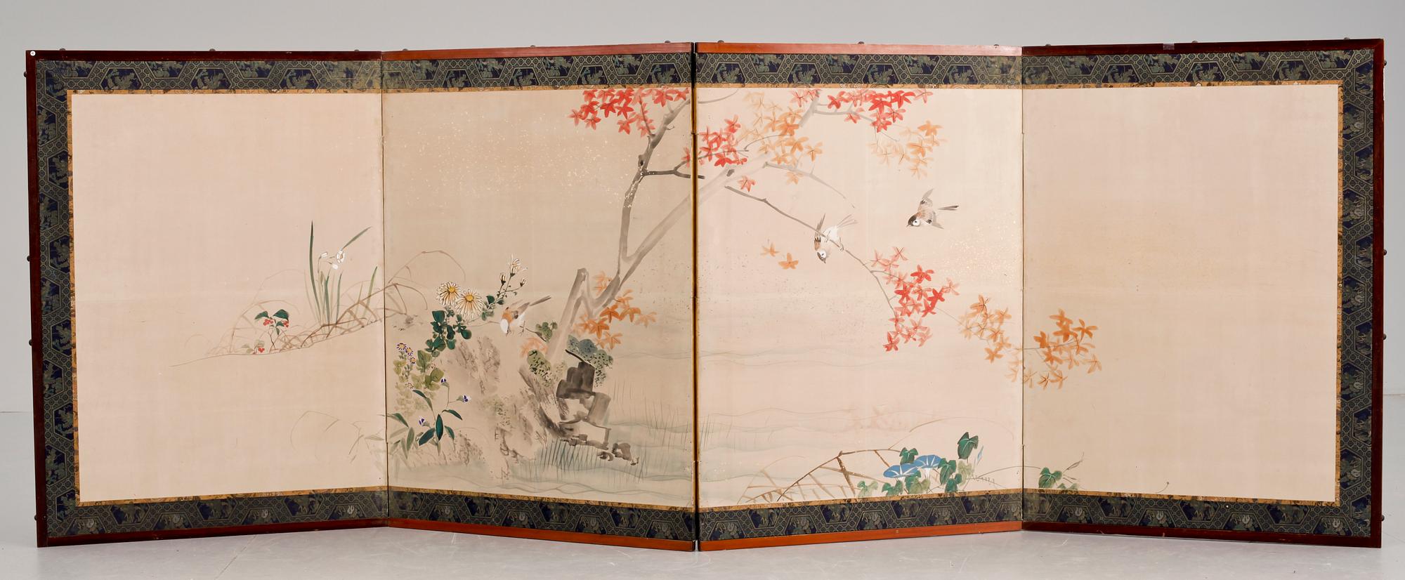 VIKSKÄRM, akvarell, Japan, 1900-tal.