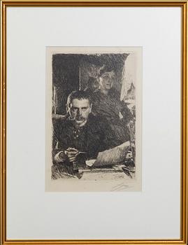 Anders Zorn, a signed etching from 1890.