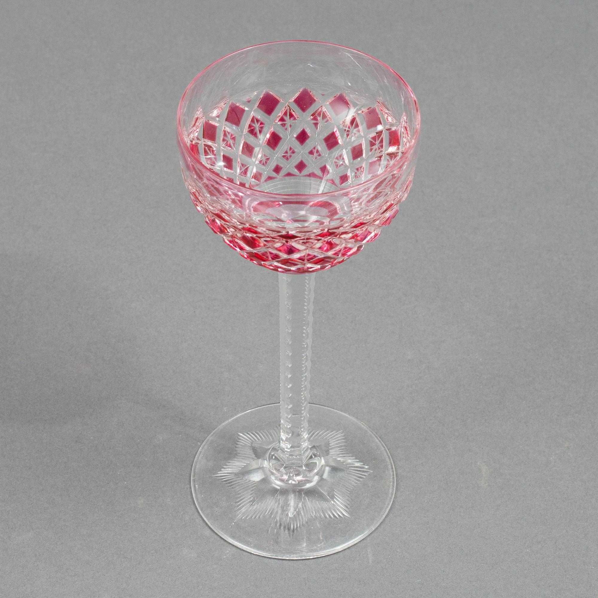 Eleven wine glasses, Bohemian style, 20th Century.
