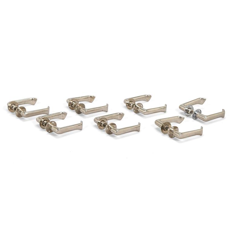 Alvar Aalto, seven paris of mid-20th century doorhandles manufactured by Kellokosken Tehdas, Finland.