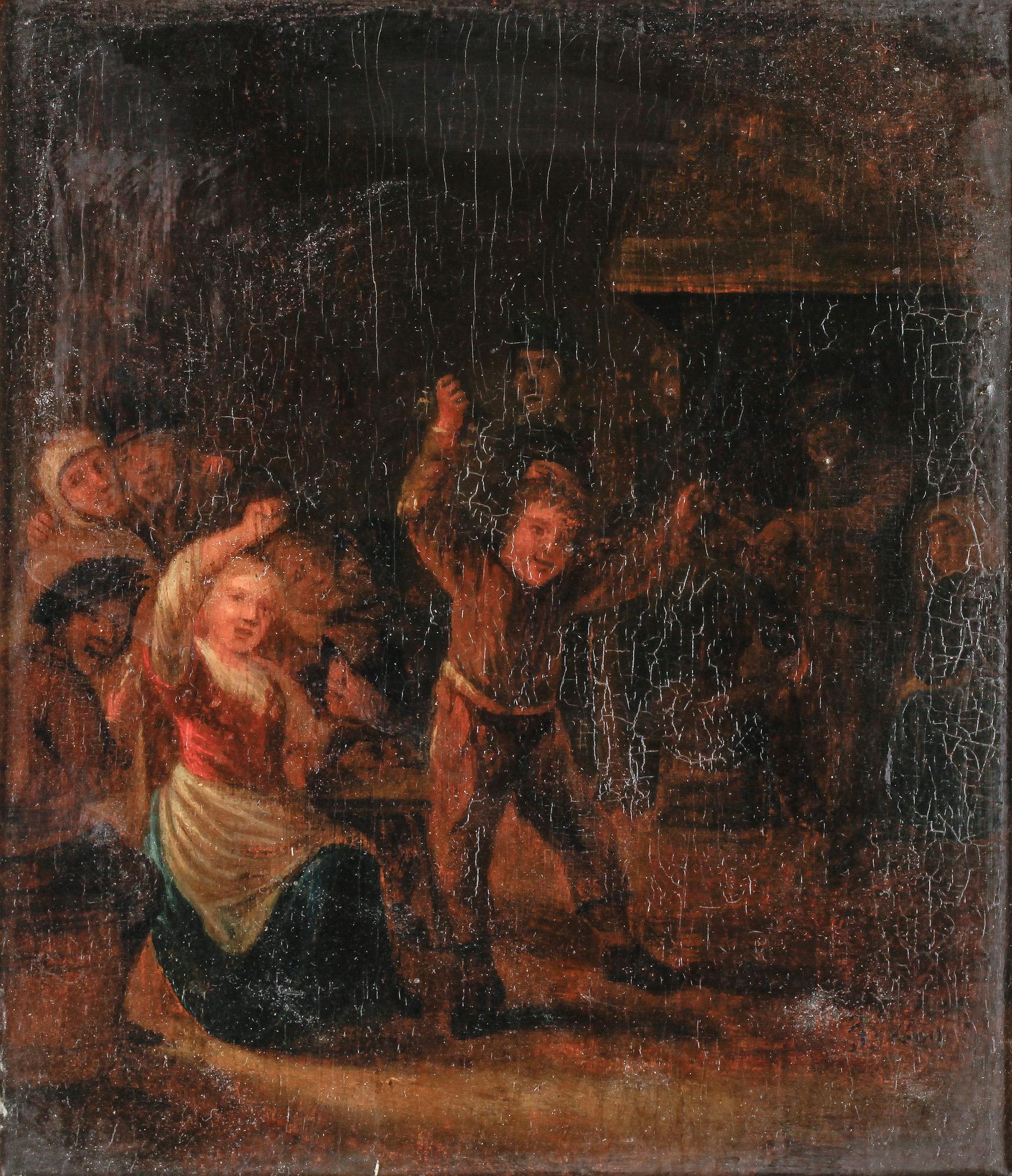 ADRIAEN VAN OSTADE, hans art, olja  på pannå.