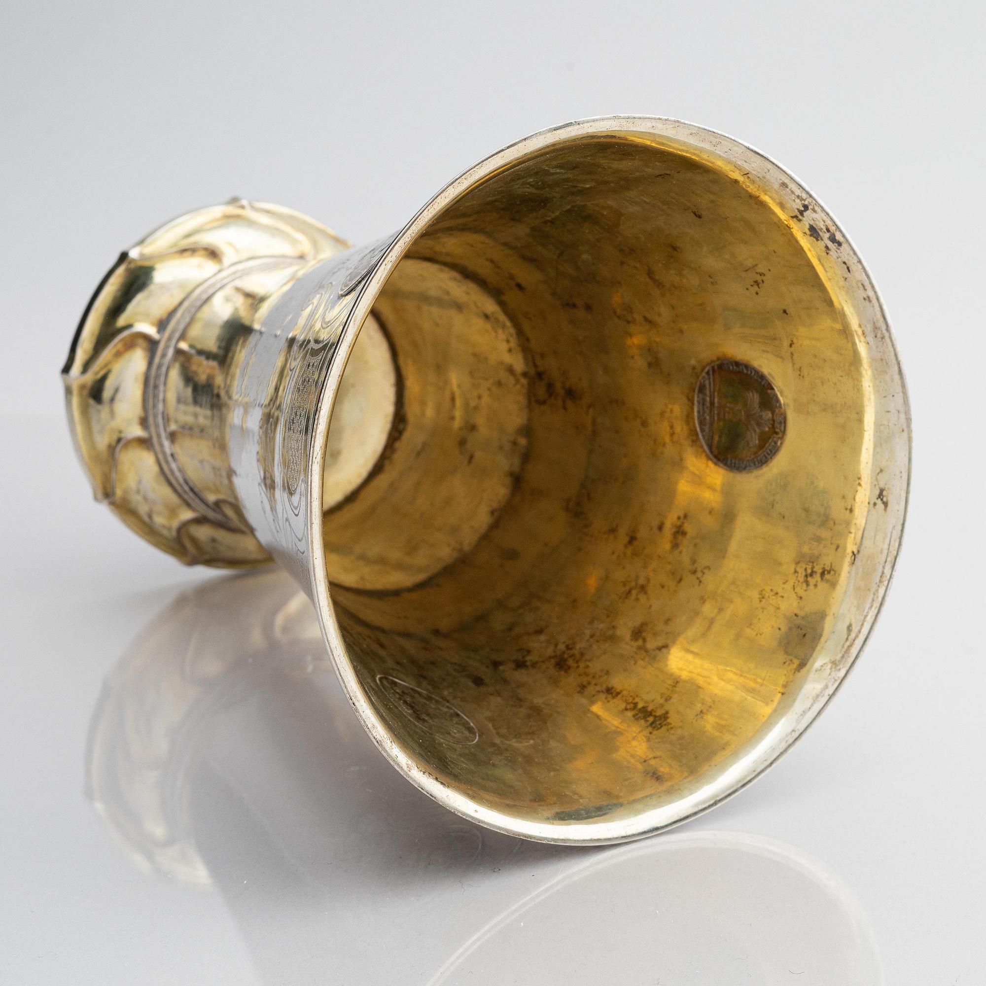 Simson Ryberg, bägare, delvis förgyllt silver, Stockholm 1779. Gustaviansk.