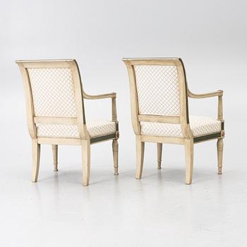 A pair of armchairs, Directoire, France, late 18th Century.