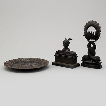 FICKURSSTÄLL, BLÄCKSTÄLL, FAT. 3 delar. Gjutjärn, 1800-tal.