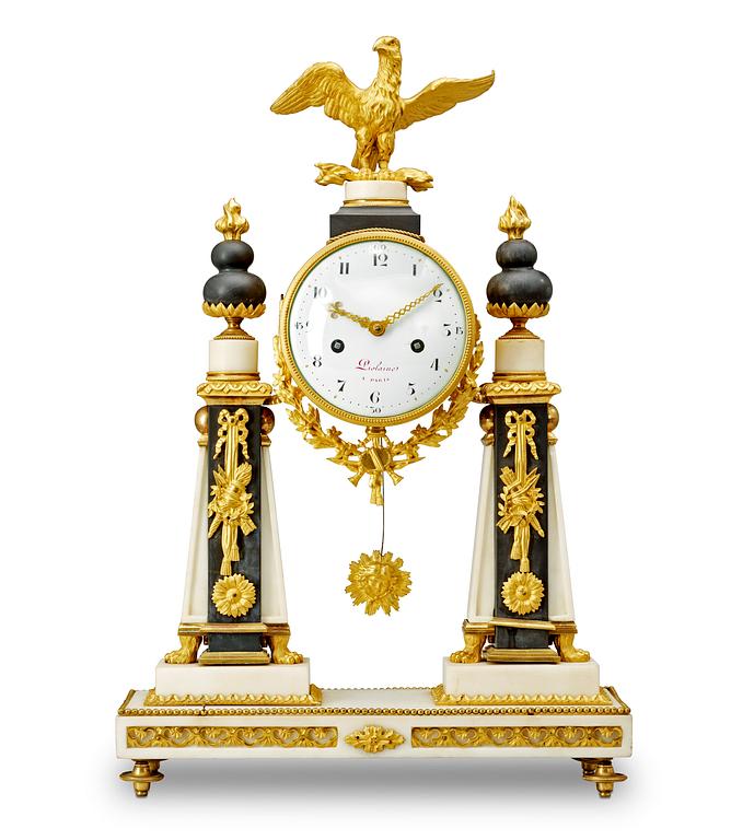A French Louis XVI late 18th Century mantel clock by M. F. Piolaine.