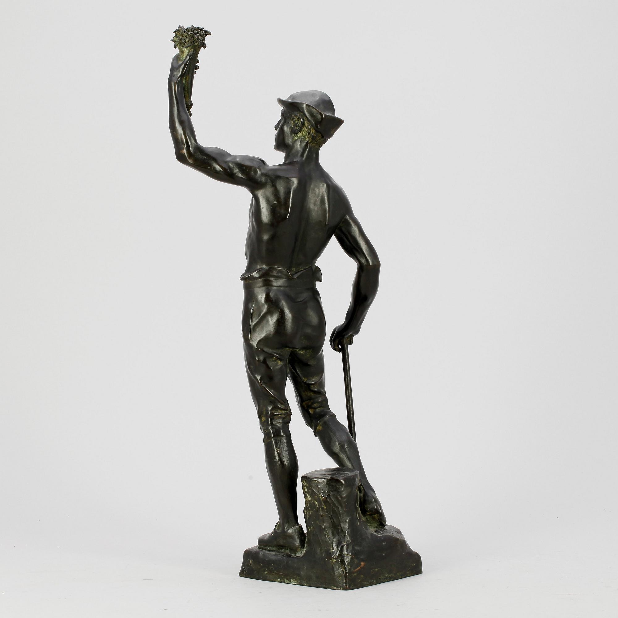 OKÄND KONSTNÄR, skulptur, brons, bär sign F. Roseheb So, 18/1900-tal.
