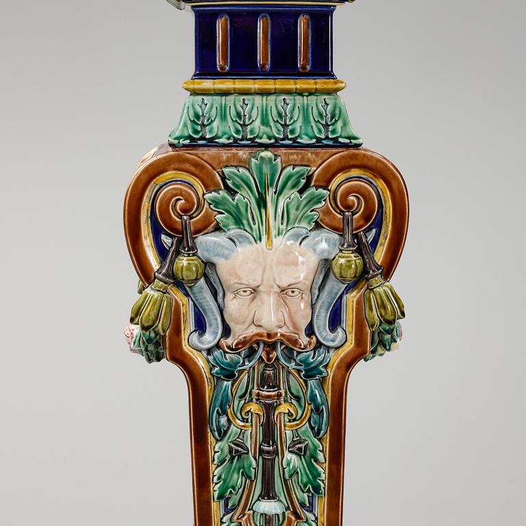 A ca 1900 majolica pedestal.