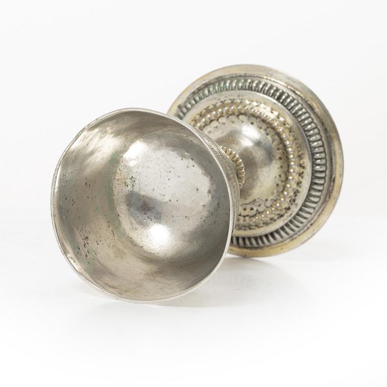 An 18th century Northern Europe parcel-gilt silver chalice, unmarked.