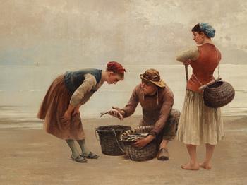 August Hagborg, Fisherfolk on the beach.