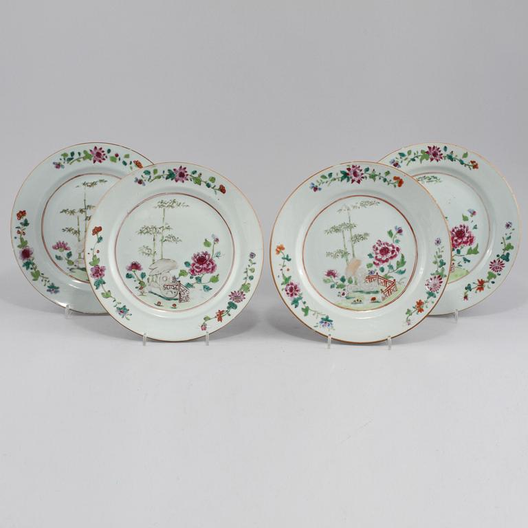 TALLRIKAR, 4 st, porslin, Kina, 1700-tal.