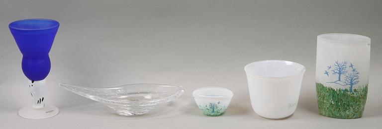 PARTI KONSTGLAS, 5 delar, Kosta Boda.