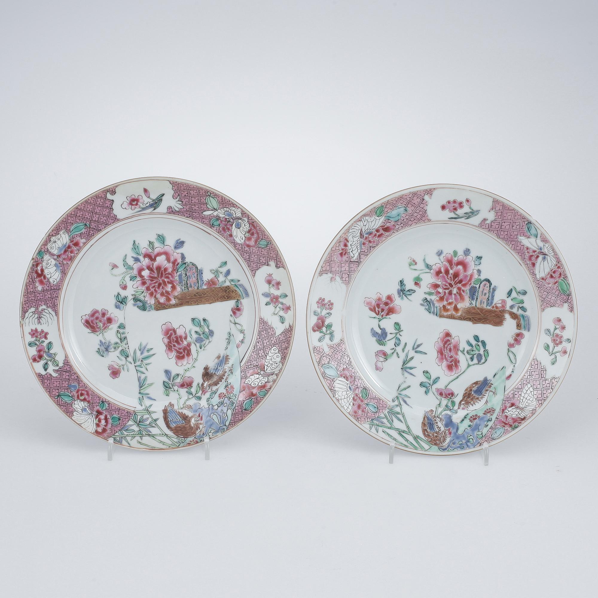 TALLRIKAR, 7 st, porslin, Qianlong, Kina 1700-tal.