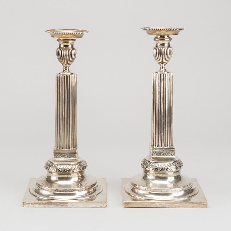 A pair of Swedish 18th century silver candlesticks, marks of Stephan Westerstråhle, Stockholm 1792.