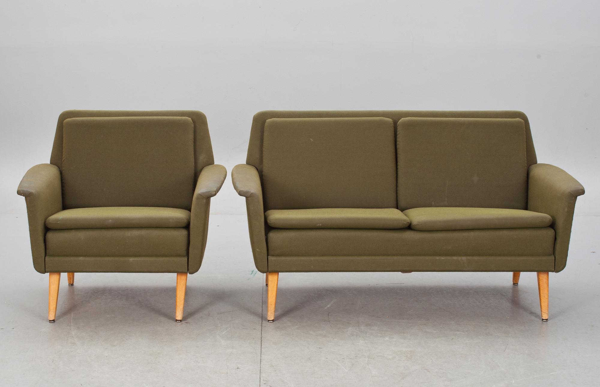 SOFFA OCH FÅTÖLJ, "Sonett", Alf Svensson, DUX, ur Bra Bohag-serien, 1960-tal, brickmärkt.