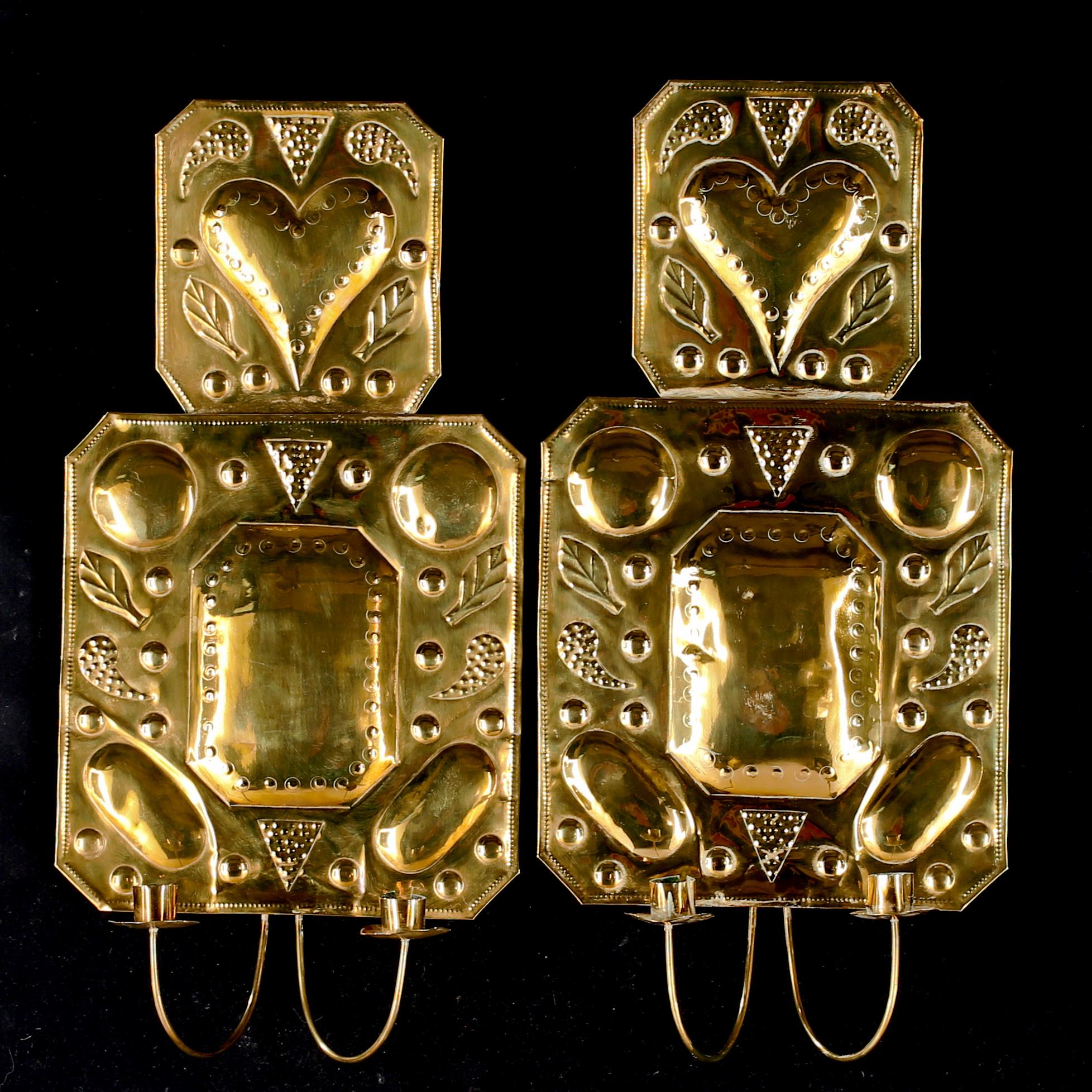 VÄGGPLÅTAR, ett par, mässing, barockstil, 1900-tal.