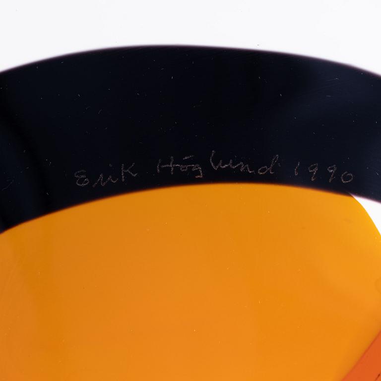 Erik Höglund, a glass dish, signed and dated 1990.