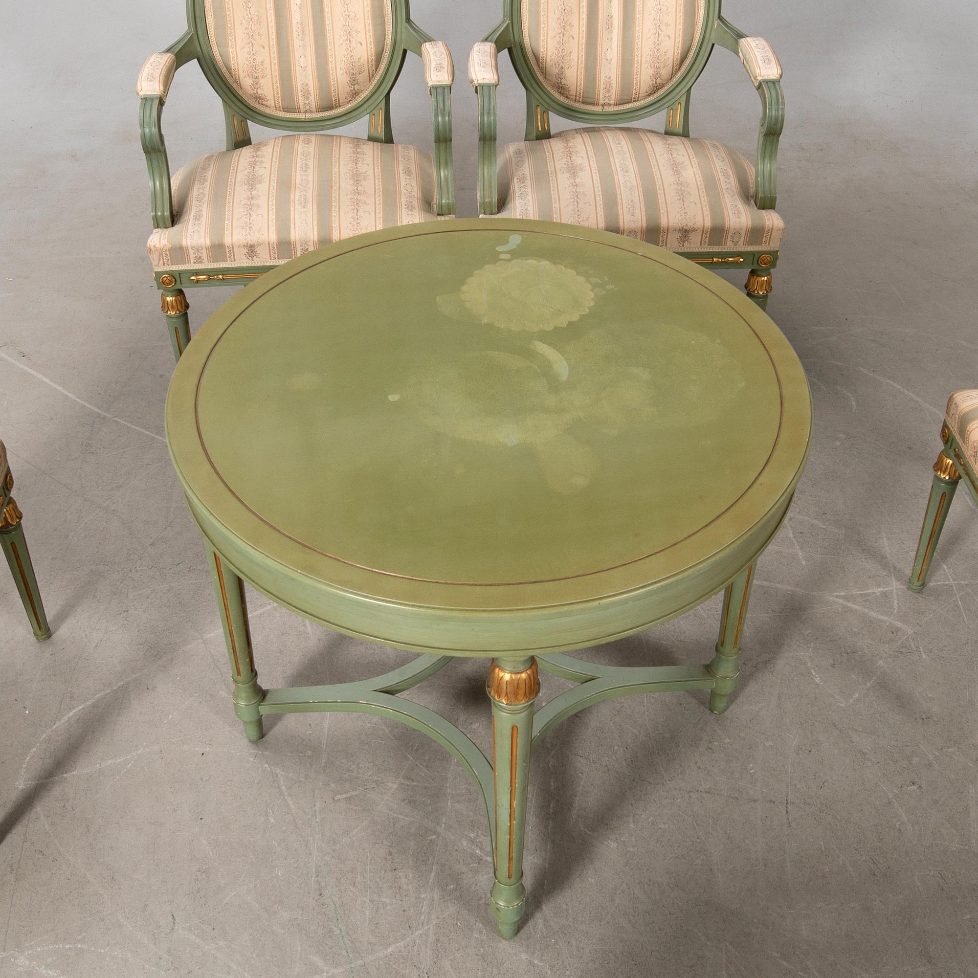 Salon group, 7 dlrs Gustavian style, first half of the 20th century.