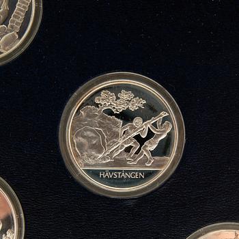 Minnesmyntsamling, 100 st, sterlingsilver, "Mänsklighetens 100 största uppfinningar", Franklin Mint.