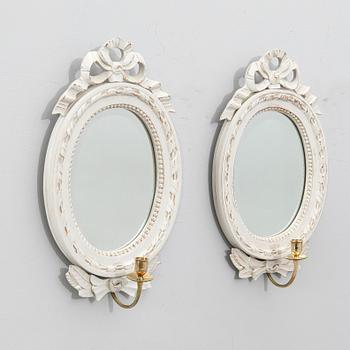 Wall sconces, a pair in the Gustavian style, second half of the 20th century.