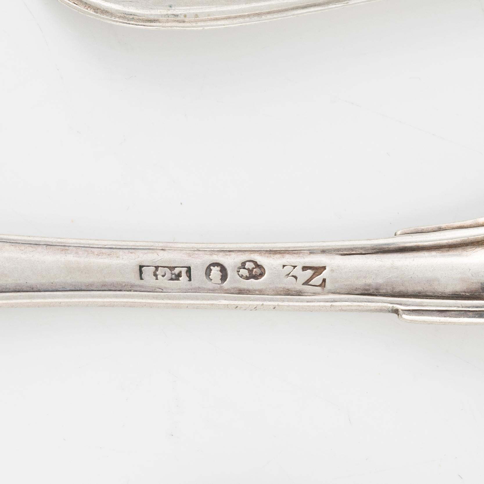 A set of silver cutlery, among others Emanuel Forssman, Växjö, 1855.