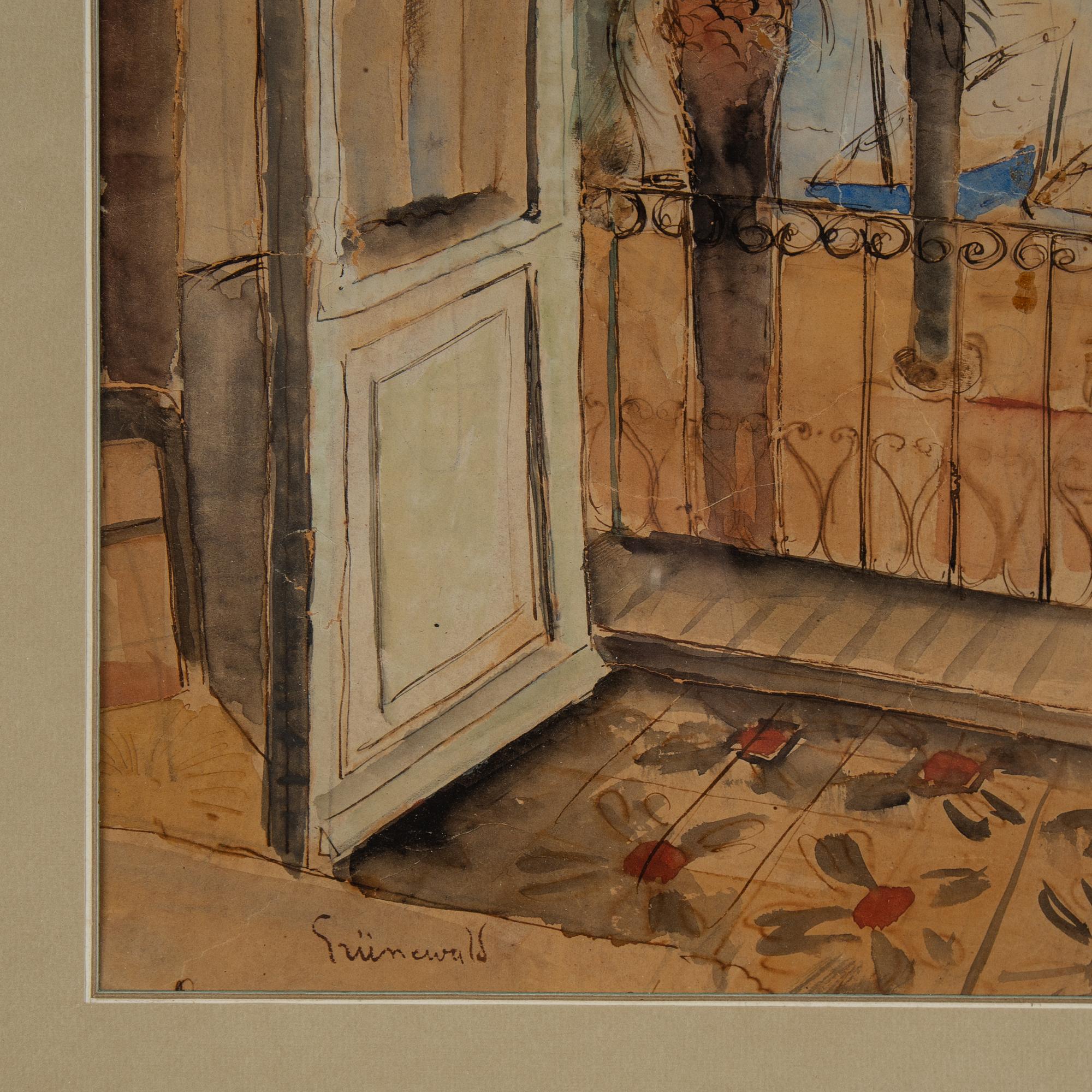 Isaac Grünewald, watercolour, signed.