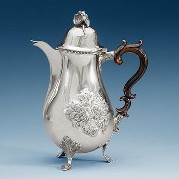A Swedish 18th century silver coffee-pot, makers mark of  Olof Löfvander d.ä.:s widow, Luleå 1788.