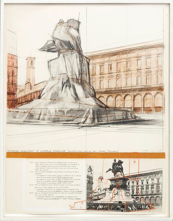 CHRISTO & JEANNE-CLAUDE, färglitografi och collage, 1975, signerad med blyerts och numrerad 29/75.