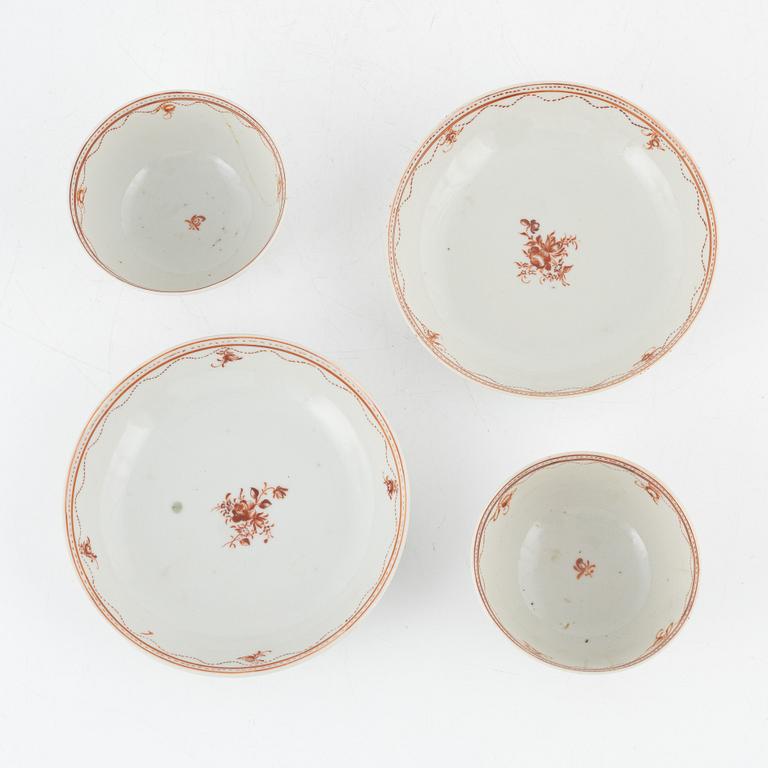 Koppar med fat, 12 st, porslin, Kina, Jiaqing (1796-1820).