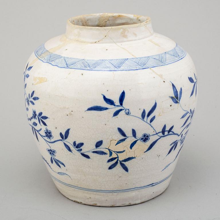 A faiance jar, 18th Century.