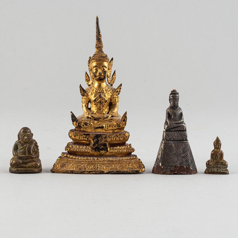 Four figures of Buddha, east-asian, probably 19th century.