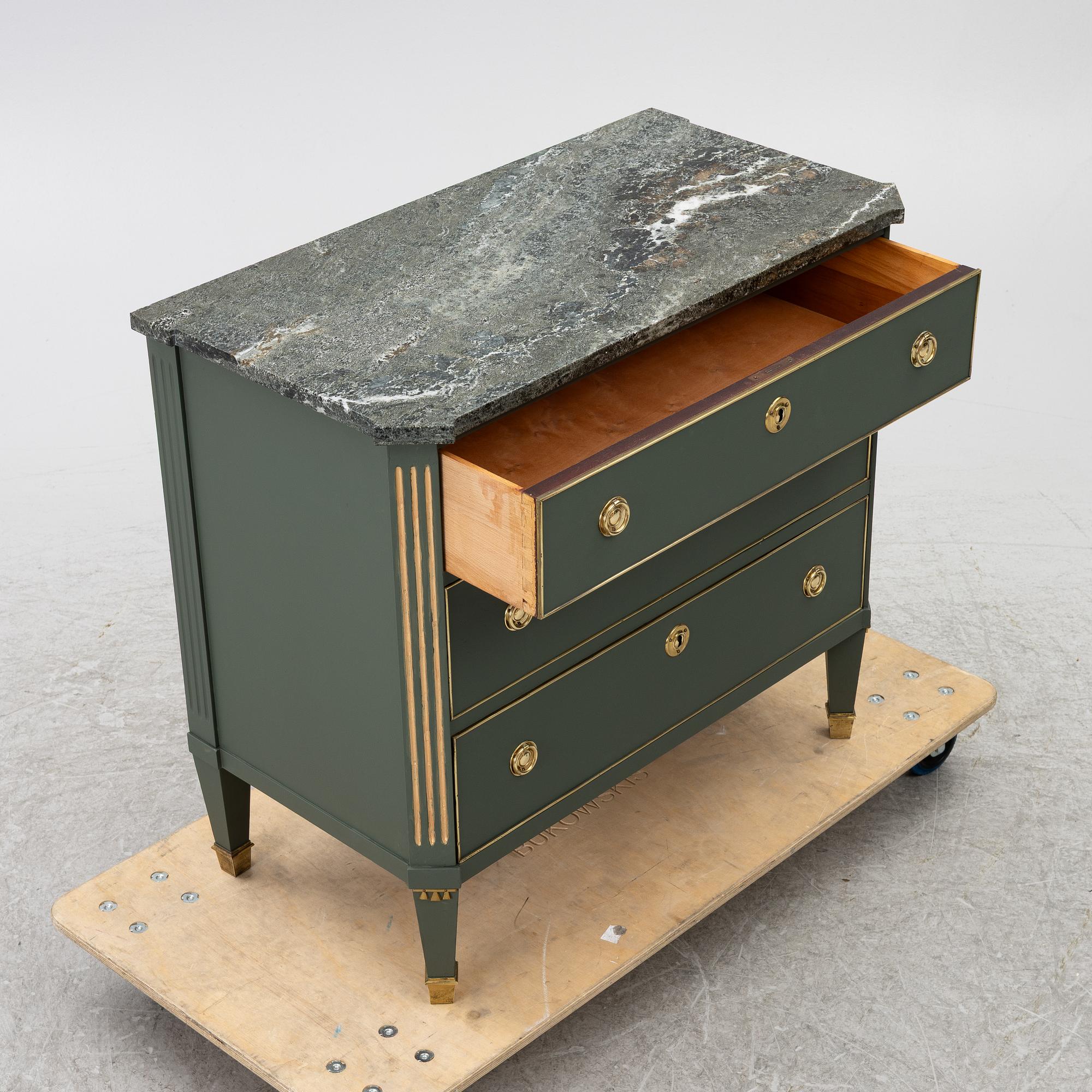 A Gustavian style chest of drawers, first half of the 20th century.