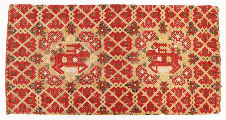 A carriage cushion, flat weave, Scania, mid-19th century.