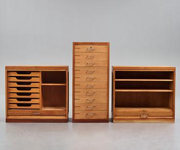 HANS J WEGNER, a set of 3 storage units for Plan møbler, Denmark 1940-50's.