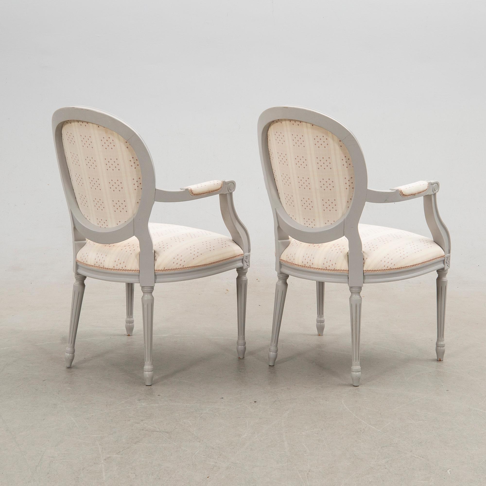 Armchairs, a pair, Gustavian style, 20th century.
