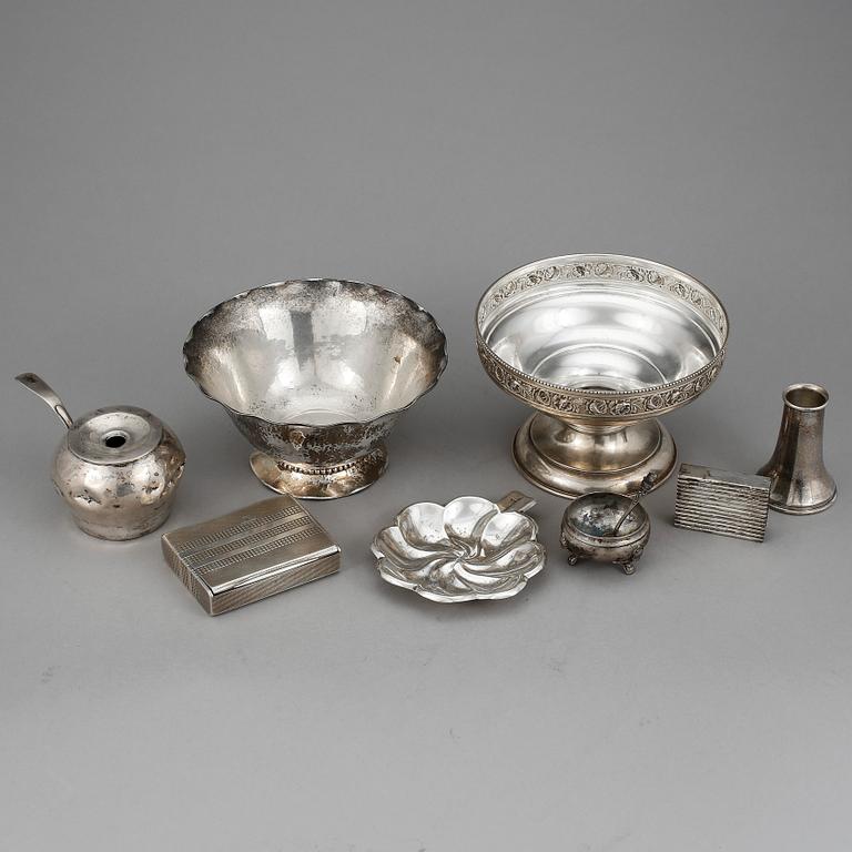 PARTI SILVER, 9 delar, bla Österrike-Ungern 1855. Vikt ca 683 gram.