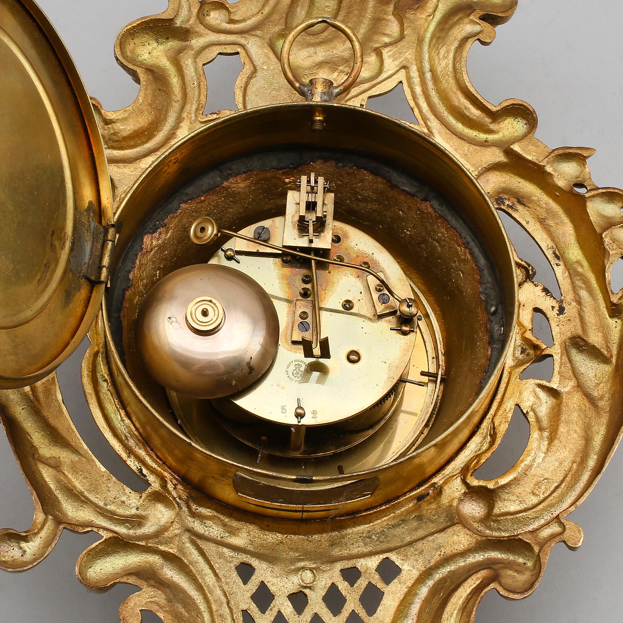 VÄGGPENDYL, förgylld brons, rokokostil, Japy Freres, 1900-talets första hälft.