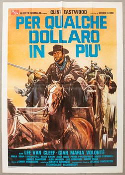 Film poster ""Per qualche dollaro in piu" Clint Eastwood 1965.