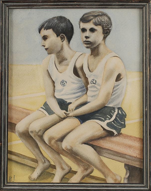 OKÄND KONSTNÄR, akvarell, signerad KJ, 1900-tal.