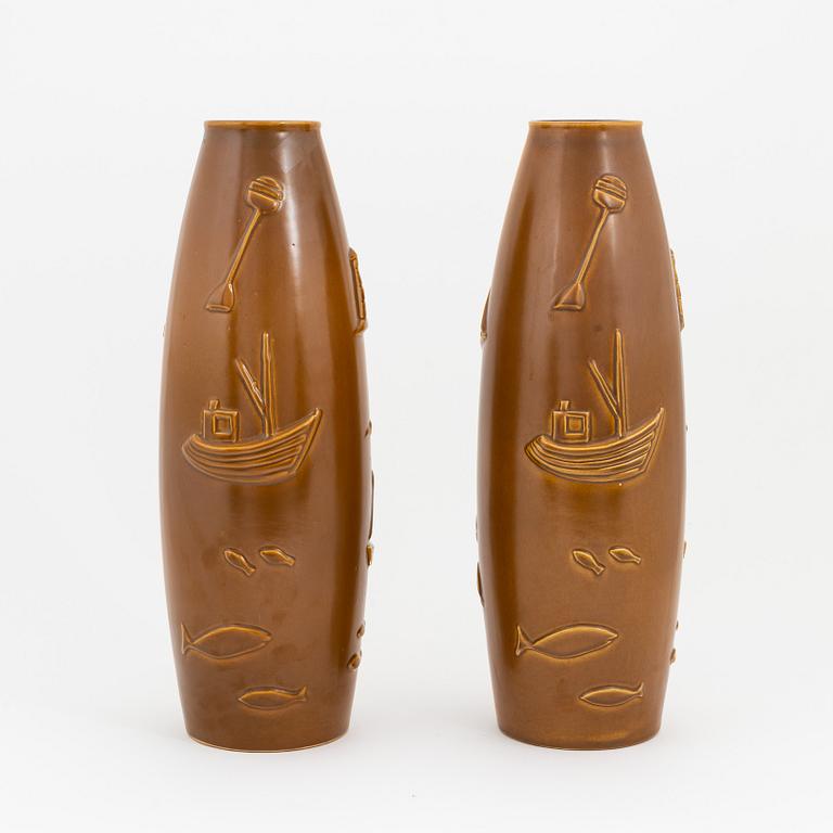 A pair of faience floor vases, Bo Fajans, around mid 20th Century.