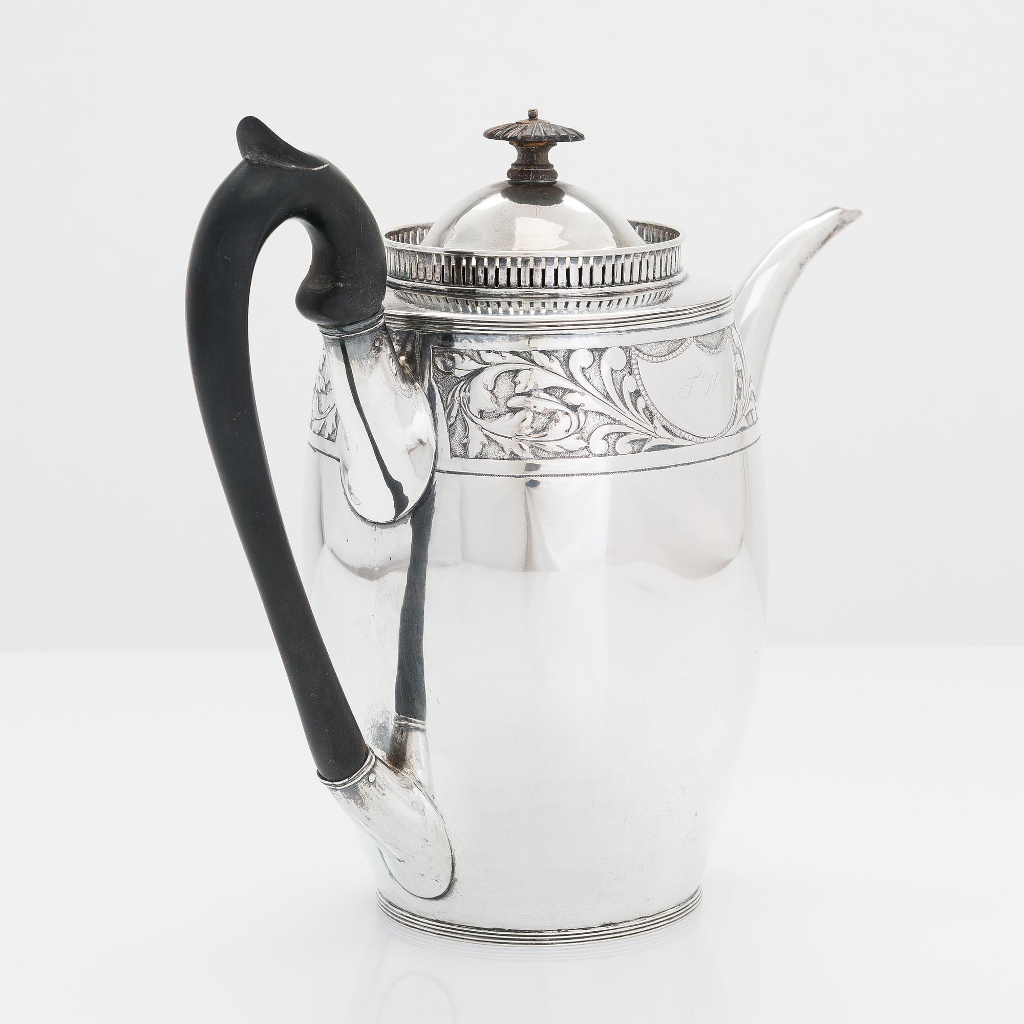A Danish Late-Gustavian silver coffee pot, assay master mark of Fredrik Fabricius (1787-1823), Copenhagen.