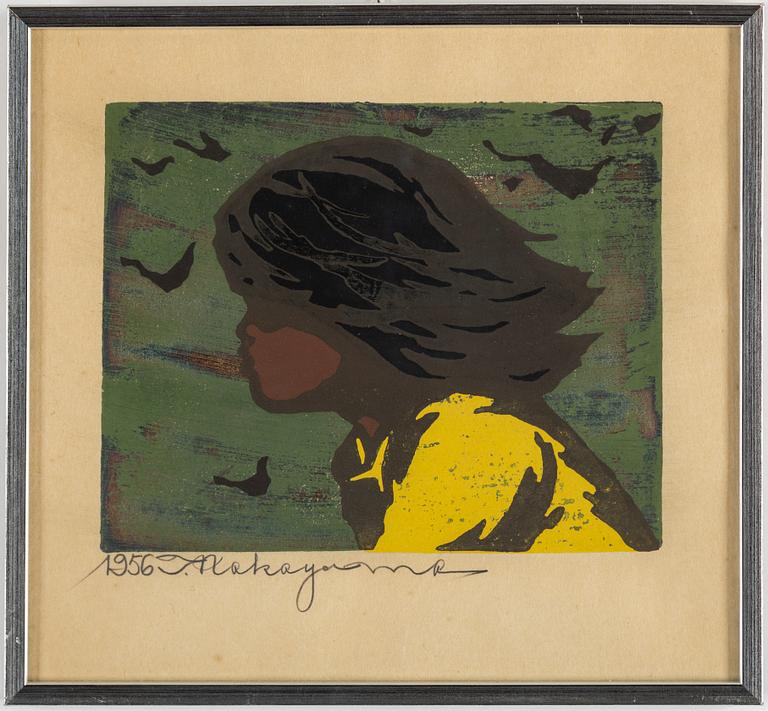 KAZUTOSHI SUGIURA (1938-), silkscreen, signed and dated 1956.