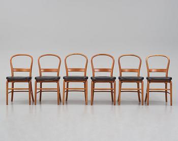 Vilhelm Lauritzen, a set of 6 'Radiohus' chairs, Fritz Hansen,  Denmark, 1940s.